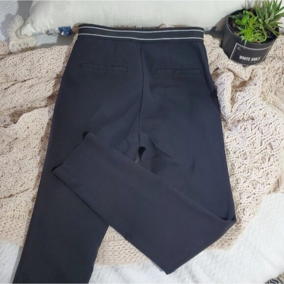 Zara Striped Waistband Cigarette Highwaisted Trouser Ankle Pants- Xs - Picture 1 of 16